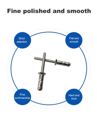 Niete aus Edelstahl, Strukturniete, Blindniete, Kuppelkopf, Flachkopf mit nicht beschichteter Veredelung